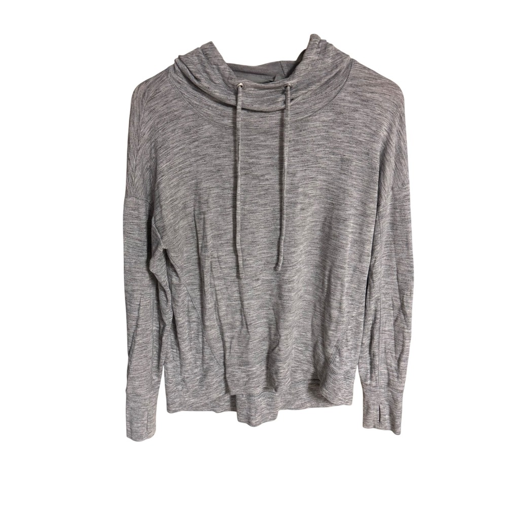 Athleta Gray Marled Cowl Neck Hoodie Long Sleeve Thumbholes Women's M